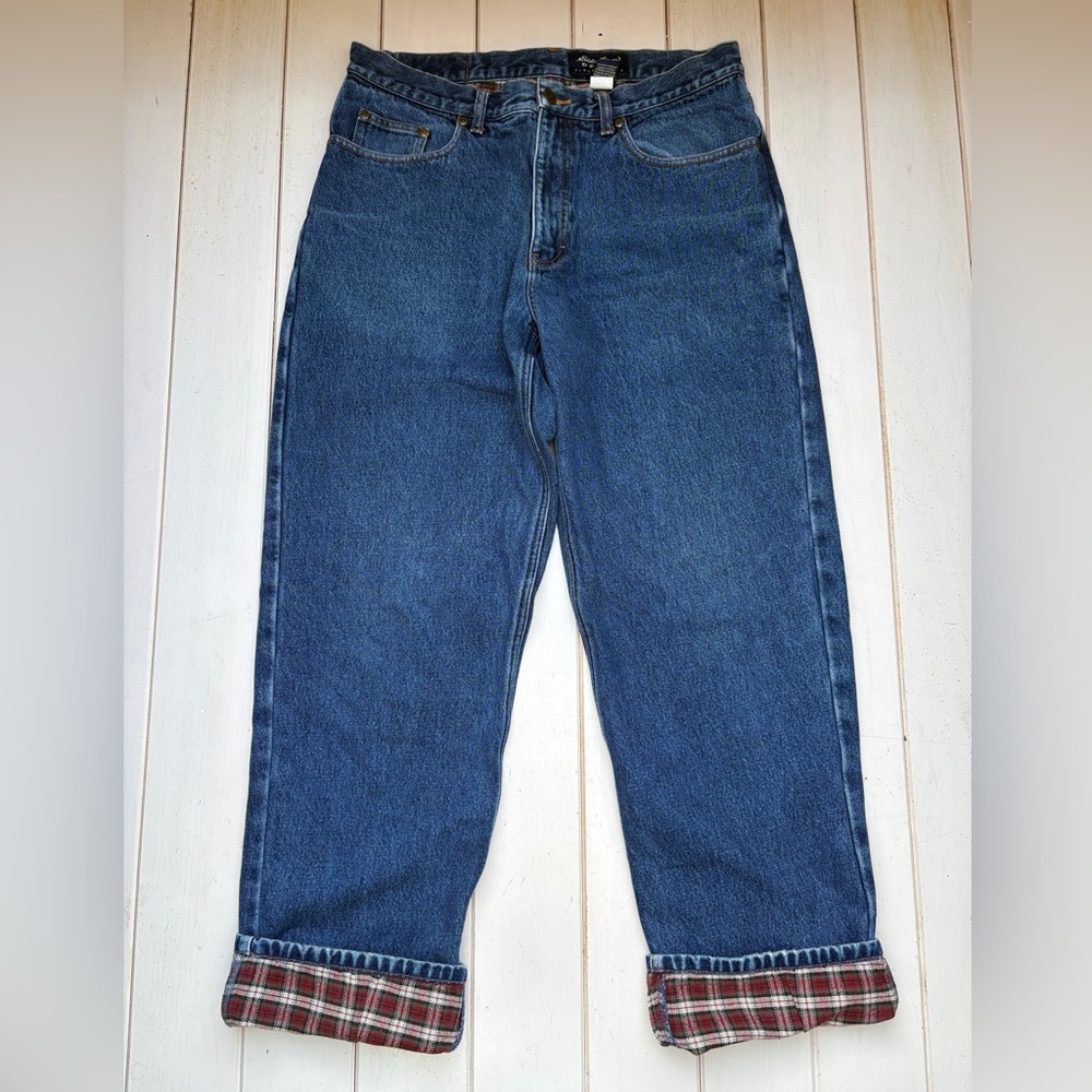 VTG Eddie Bauer Flannel Lined Jeans - Picture 11 of 11